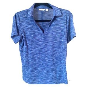 Lady Hagen golf polo navy blue stripe small